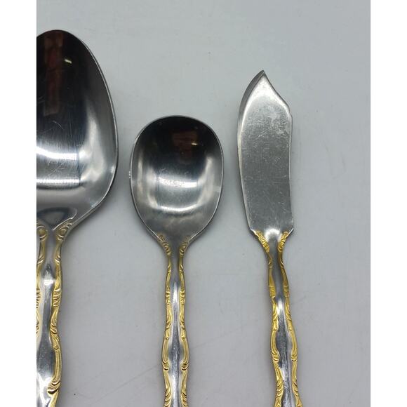 Lot Cold Meat Fork Butter Knife Serving Spoon Rose Cascade Towle Supreme 18/8 - Picture 5 of 9